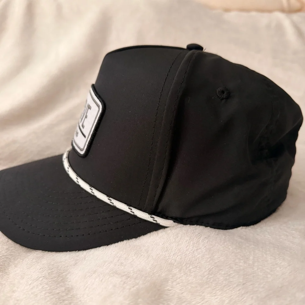 Cove Black Hat with White Patch and Rope Detail
